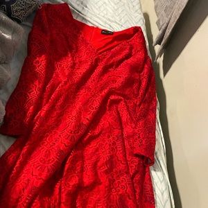 long sleeve red formal dress